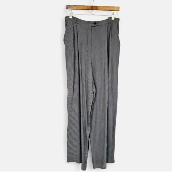 Vintage Ann Taylor Checked High Waisted Pleated Wide Leg Relaxed Trouser Pant 14 - Picture 2 of 11